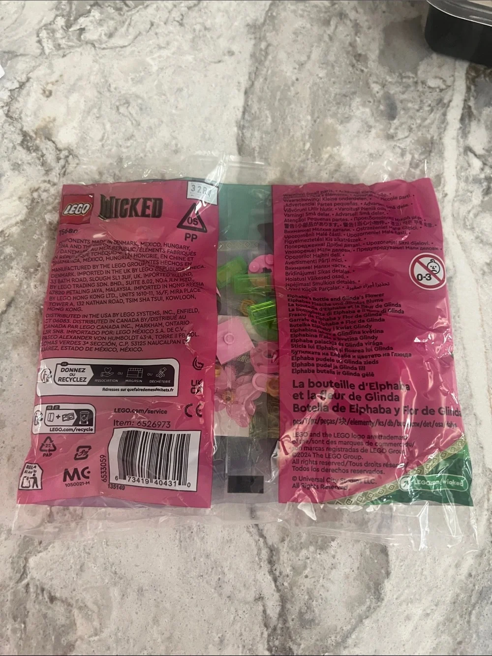 LEGO Wicked Elphaba Bottle and Pink Flower collectible: 2 available